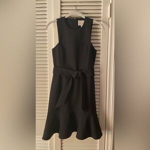 Cinq à Sept Black Mini Nofina Dress Fit & Flare Belted w/ Ruffle Hem